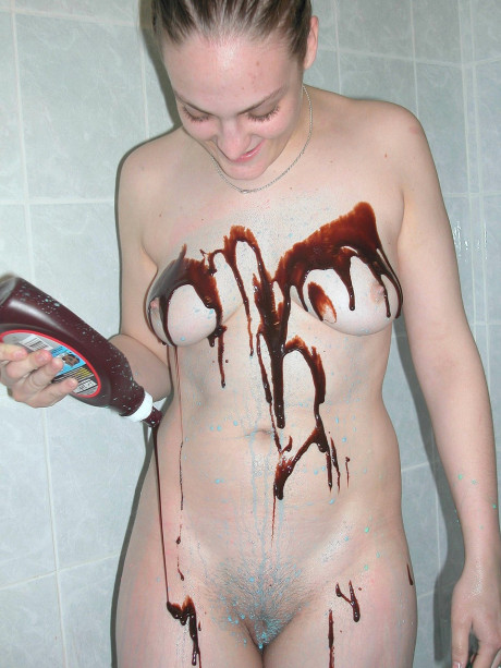 Charming teenie with small tits Danni pours different liquid over her natural body - #170198