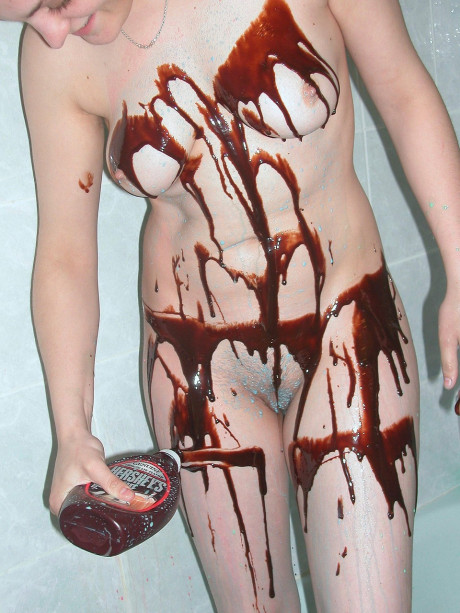 Charming teenie with small tits Danni pours different liquid over her natural body - #170199