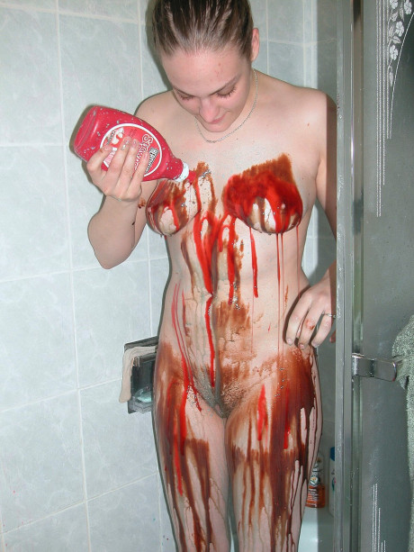 Charming teenie with small tits Danni pours different liquid over her natural body - #170201