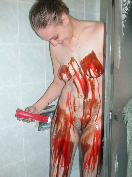 Charming teenie with small tits Danni pours different liquid over her natural body - #170202