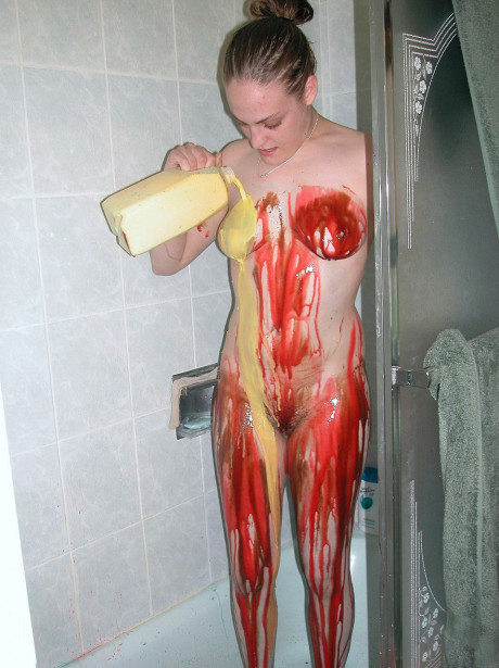 Charming teenie with small tits Danni pours different liquid over her natural body - #170204