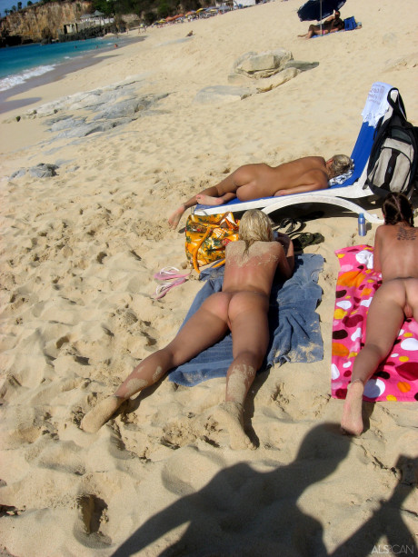 A slew of fresh teenie and stunning teens doff bikinis to play naked at the beach - #45075