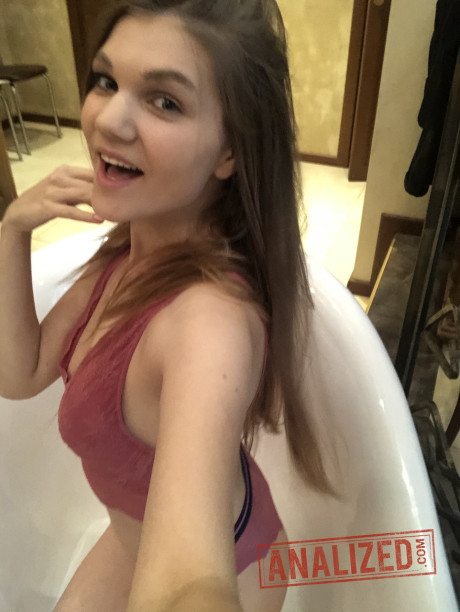 Amateur lady GF girl flashes her breasts while taking self shots in a bathroom - #77807