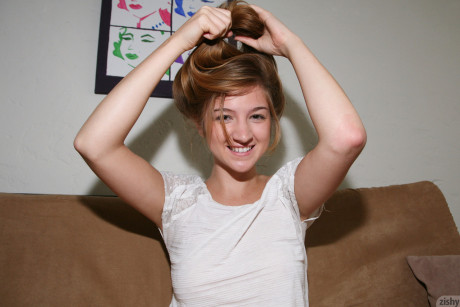 Lovely amateur young Lexy Mack reveals her slender body and perky melons - #205373