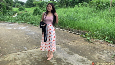 Petite chinese amateur Pangpang exposes her round butt and takes a rod in POV - #13330