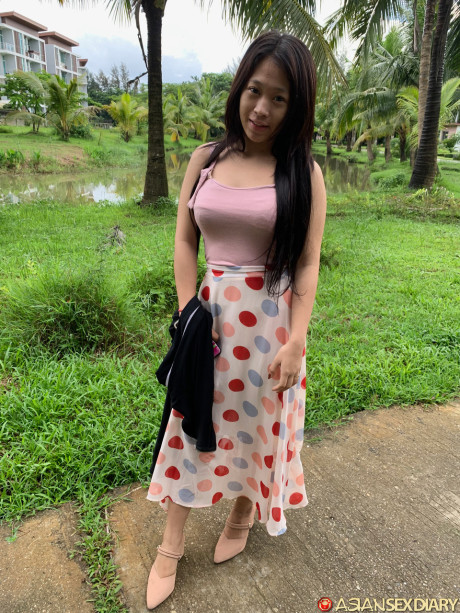Petite chinese amateur Pangpang exposes her round butt and takes a rod in POV - #13333