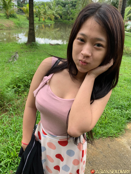 Petite chinese amateur Pangpang exposes her round butt and takes a rod in POV - #13334