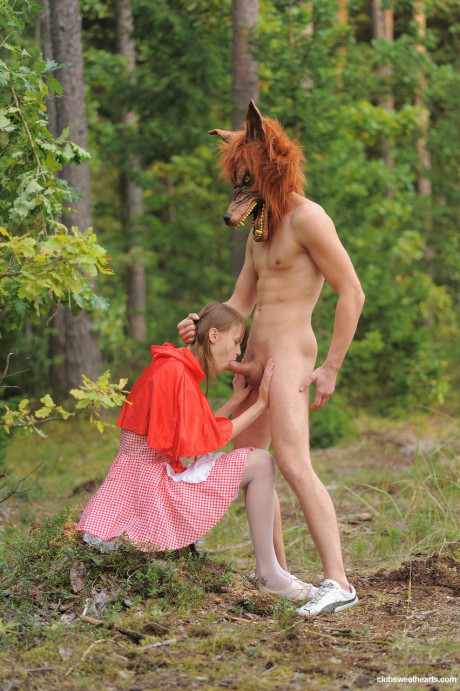 Little Red Riding Hood Beata Undine gets pounded by a wolf in the forest - #143571