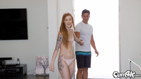 Skinny red hair Megan Winters gets charming yummy creampie and facial cumshot - #102616