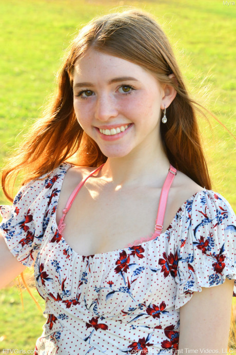 Glamorous teenie Myra peels off her gorgeous summer dress to pose naked outdoors - #31375