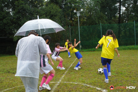 Young chinese slut gf chick gets her furry vagina toyed by a football team outdoors - #46167