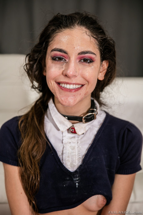 Thin Arielle Faye puts large mouth around gigantic cock & gets a great enormous facial - #70341