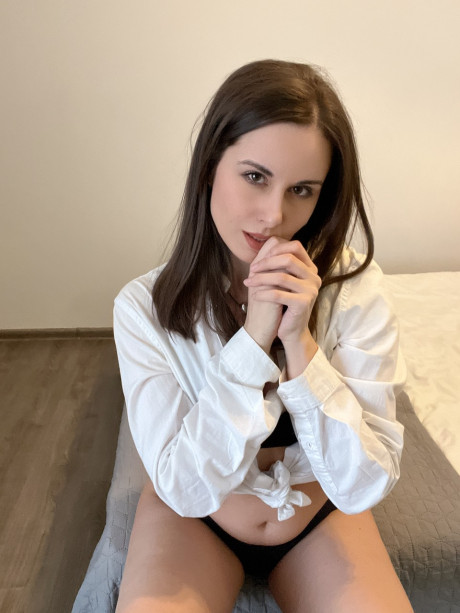 Fine brunette teen Alina Berryy teases with her cleavage and large booty - #47209