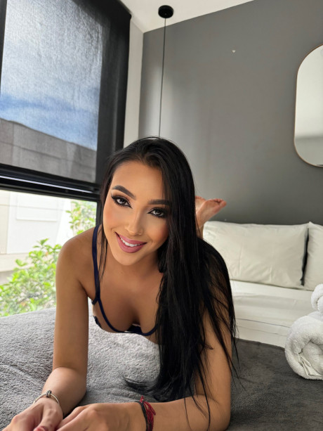 Raven haired beauty Ariana Vargas poses in pretty thongs and bras - #180494