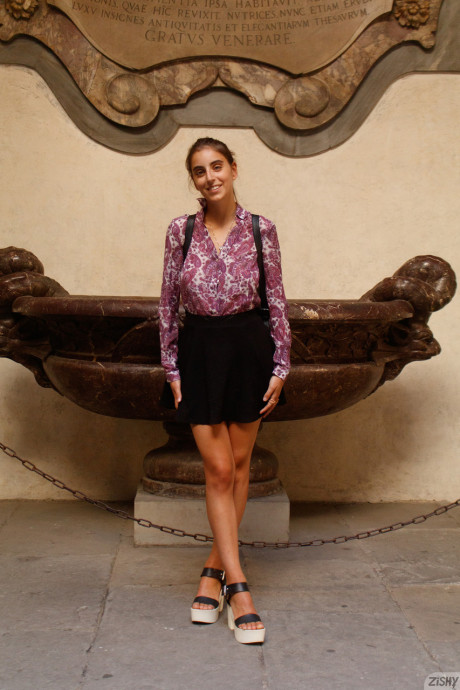 Italian sweety Aurora Morgenrote flashes her monstrous breasts & ass in public - #69140