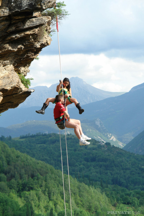 Hot oriental mountain climber sucks her guide's hard to get rescued - #75675
