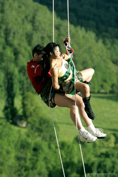 Hot oriental mountain climber sucks her guide's hard to get rescued - #75681
