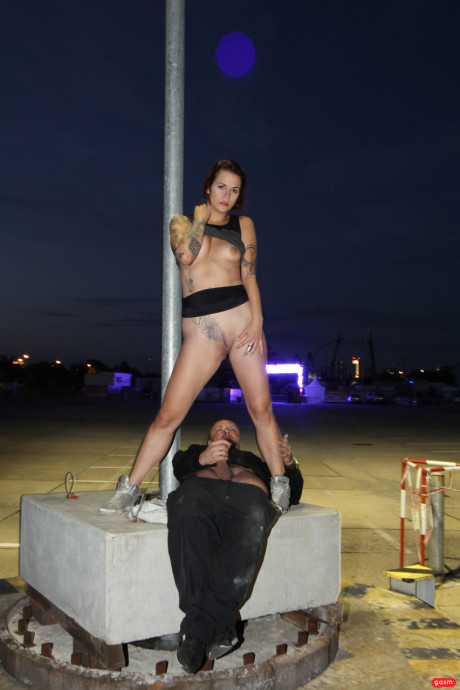 German amateur Minka Prince gets slammed doggystyle in public by a bald lover - #104754