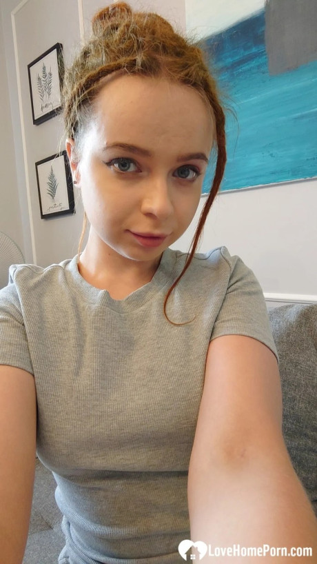 Playful redhead amateur exposes her tiny breasts in her selfie compilation - #224156