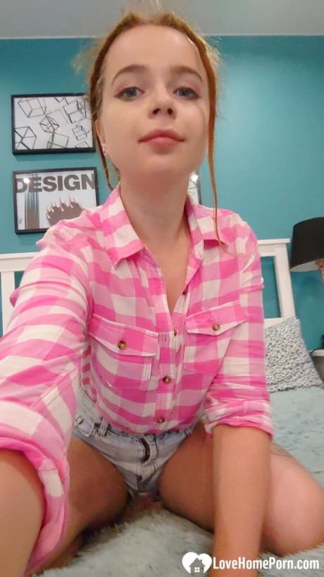 Playful redhead amateur exposes her tiny breasts in her selfie compilation - #224160