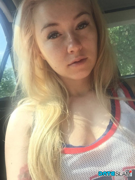 Gorgeous yellow-haired lady Misha Cross takes a selfie fully clothed and stark nude - #67825