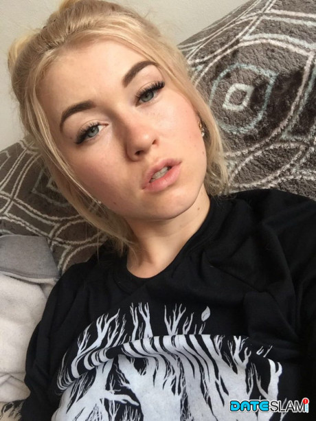 Gorgeous yellow-haired lady Misha Cross takes a selfie fully clothed and stark nude - #67829
