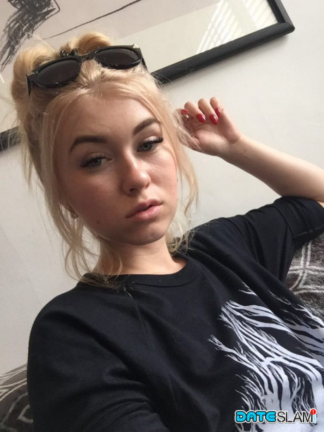Gorgeous yellow-haired lady Misha Cross takes a selfie fully clothed and stark nude - #67830