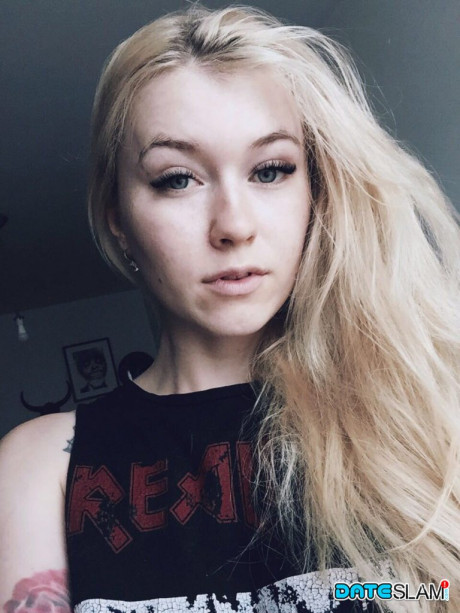 Gorgeous yellow-haired lady Misha Cross takes a selfie fully clothed and stark nude - #67832