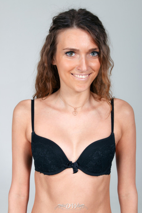Adorable teen babe Melisa strips and shows her skinny body at the casting - #20278