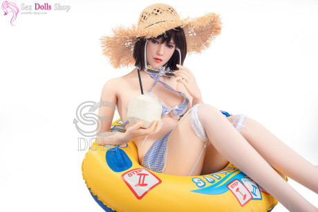 Gorgeous dark-haired sex doll shows off her amazing breasts & her curvy behind - #7191
