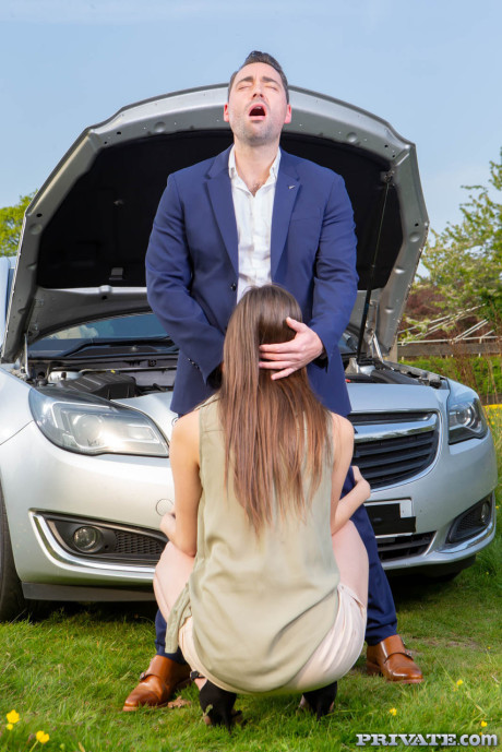 Hot young Lina Luxa has anal sex with a hunky boy BF man willing to fix her broken car - #175298