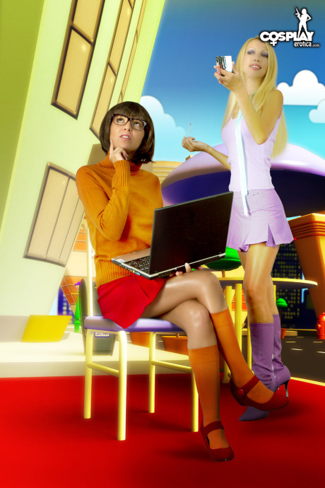 Lesbian bitches fondle each other while dressed in cosplay clothing - #29888