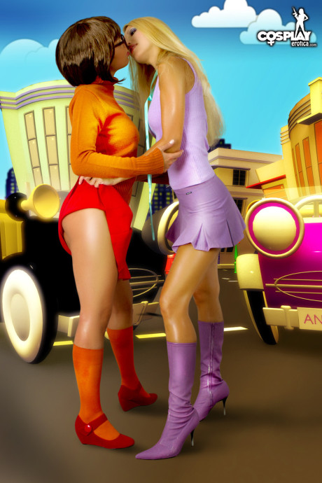 Lesbian bitches fondle each other while dressed in cosplay clothing - #29891