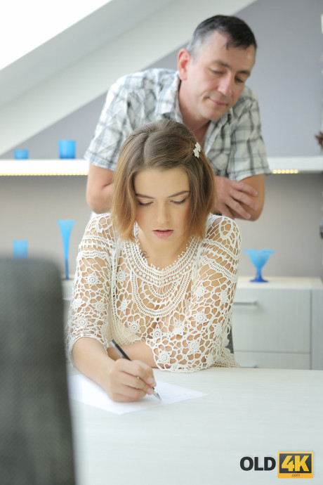 Fresh teenie and busty skank gf broad Marina Visconti has sexual intercourse with her cougar man - #203495