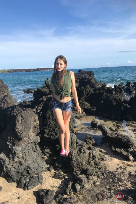 Petite young Kyler Quinn flashes her intimate parts in a public compilation #9127
