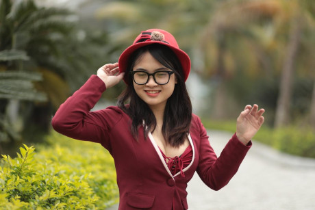 Skinny oriental babe Julia Myle posing in her stunning outfit outdoors - #54474