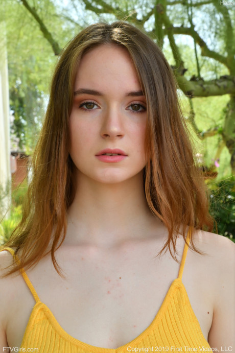 Charming young Hazel teasing in public & flashing her boobies and innocent pussy - #234093