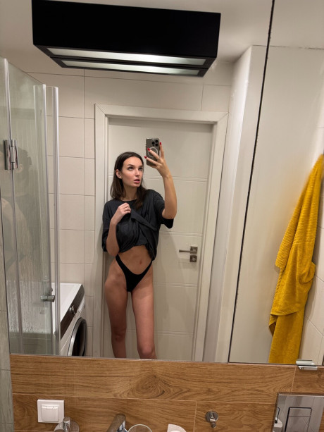 Skinny OnlyFans cam babe shows off her sexy butt wearing black panties - #5659