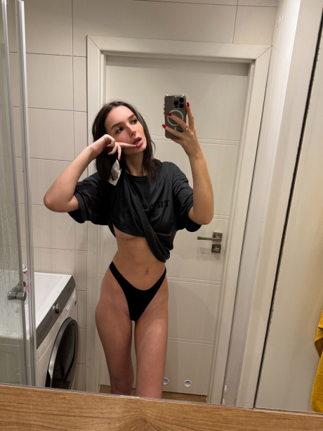 Skinny OnlyFans cam babe shows off her sexy butt wearing black panties - #5660