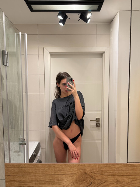 Skinny OnlyFans cam babe shows off her sexy butt wearing black panties - #5667