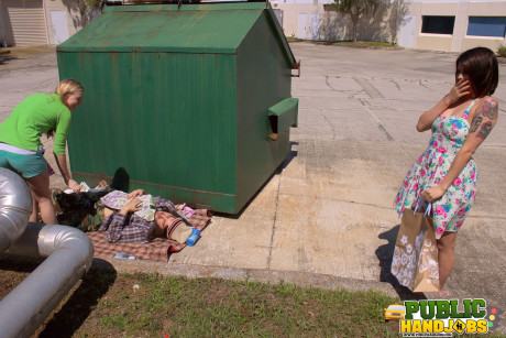 Dirty teens Raquel Roper and Jessie young teen undress a guy and jack him off - #217217