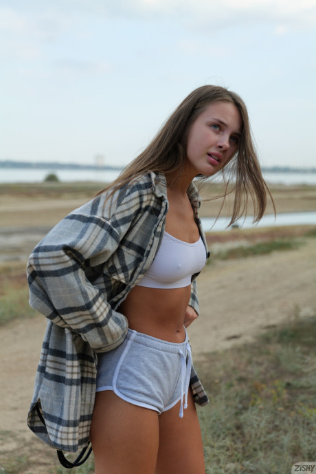 Pretty amateur Olya Derkach shows her hot legs & her perfect behind outdoors - #173609