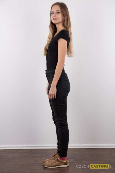 Tall teen Eliska stands totally naked while making her undressed modeling debut - #134728