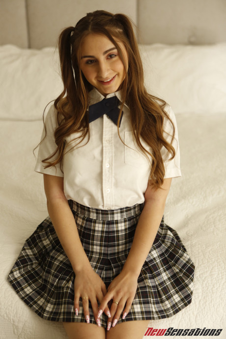 Teenie schoolgirl Penelope Kay flaunts her gigantic tits & tastes a boner before sex - #206975