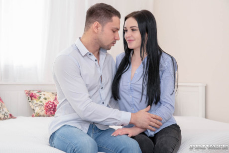 Dark haired young Kiara Gold engages in sex with a monstrous white dong - #127083