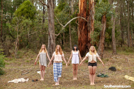 Stunning Australian whores practicing yoga in their hot outfits in nature - #146060