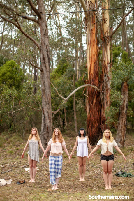 Stunning Australian whores practicing yoga in their hot outfits in nature - #146061