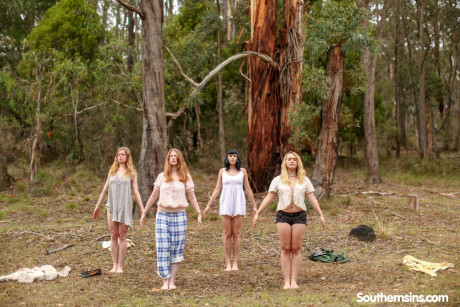 Stunning Australian whores practicing yoga in their hot outfits in nature - #146063
