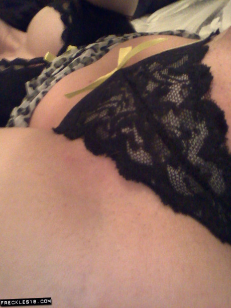 Geeky brunette Freckles 18 touches her hot melons in her solo homemade session