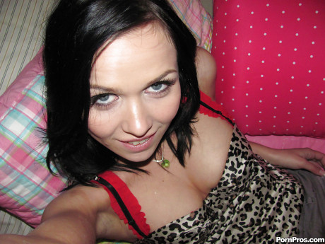 Brunette teen babe Ally Styles taking off her undergarment and posing naked - #216071